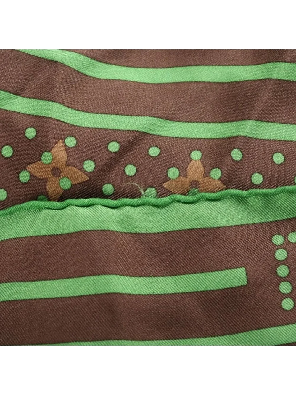 Louis Vuitton Monogram Perfo Dot Silk Scarf Brown Green